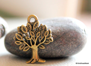 5 x Bronze Tone Tree Charm Pendant 17mm x 21mm